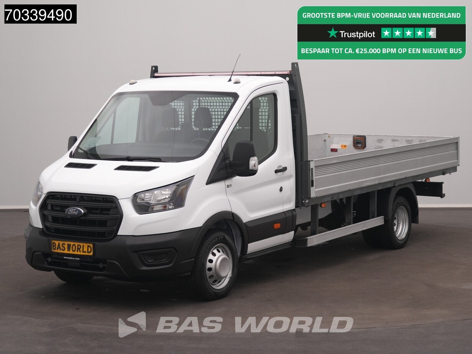Ford Transit 170pk Open Laadbak Dubbellucht Airco Trekhaak V, 2700 kg, Stof, Euro 6, 4 cilinders