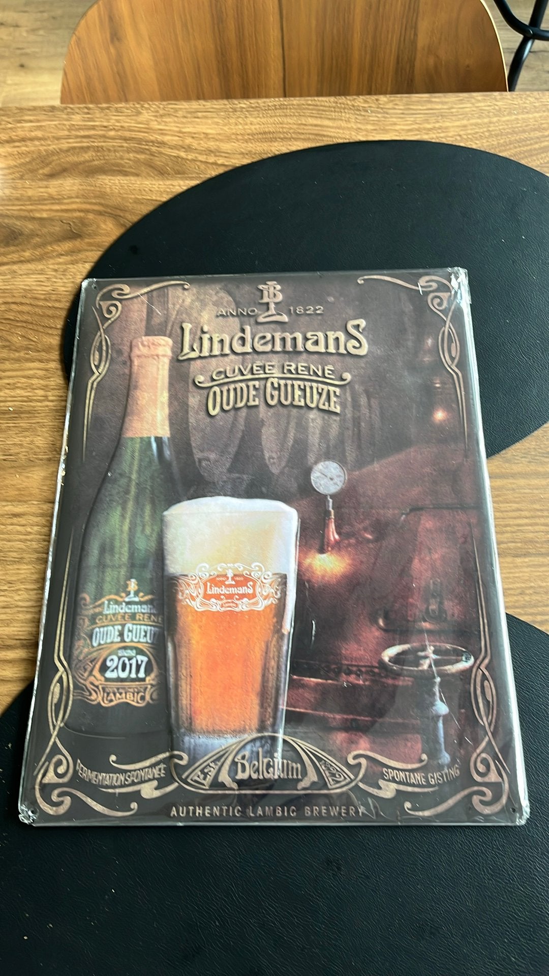Lindemans Oude Gueuze bord, Collections, Enlèvement, Comme neuf, Panneau publicitaire
