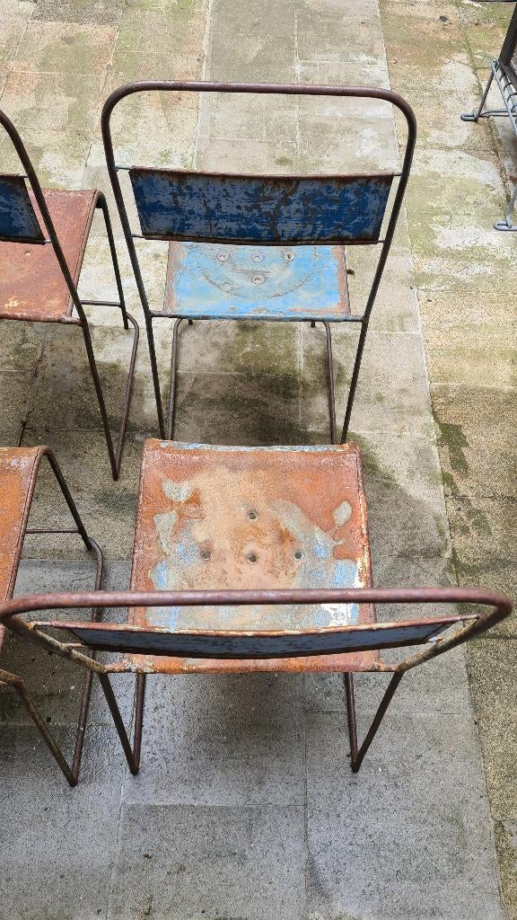 Vintage ijzeren tuinstoel, Tuin en Terras, Ophalen, Gebruikt, Metaal, Stapelbaar