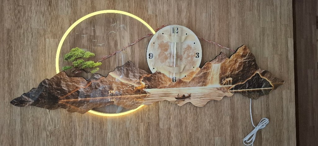 Tableau 3D avec Led et horloge, Neuf, 40 cm, Multicolore, 120 cm
