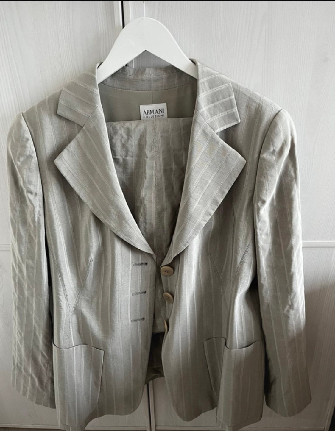 Zijden mantelpak Armani, Ophalen, Zo goed als nieuw, Maat 46/48 (XL) of groter