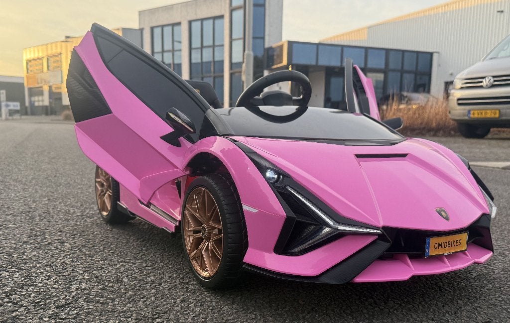 Lamborghini SIAN roze 12V – Afstandsbediening – Leder – Rubb, Enlèvement ou Envoi, Neuf