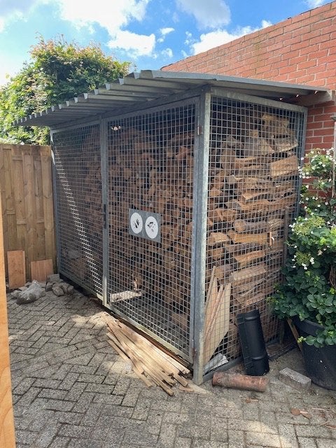 Houthok Berging.hondenkooi containerberging afdak gasflessen, Tuin en Terras, Ophalen, Gebruikt, Metaal, Containerberging