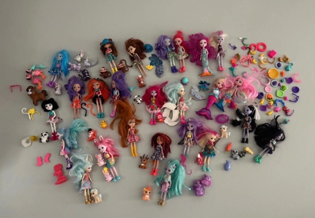 Enchantimals pakket (3 huizen, toebehoren en veel poppetjes), Ophalen, Gebruikt