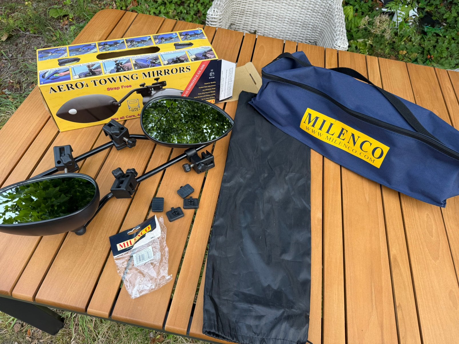 Milenco Aero 4 spiegel met accessoires, Ophalen, Zo goed als nieuw