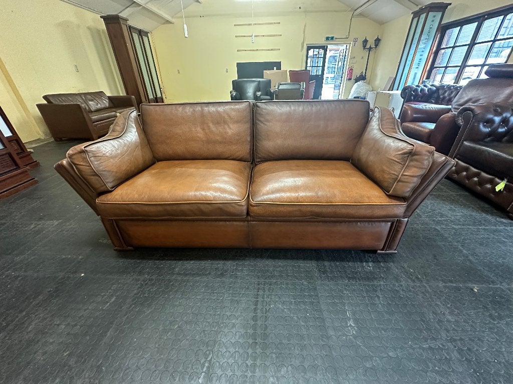 Kasteelbank rundleder. Muylaart meubelen., Maison & Meubles, Canapés | Salons, 75 à 100 cm, Banc droit, Comme neuf, Enlèvement