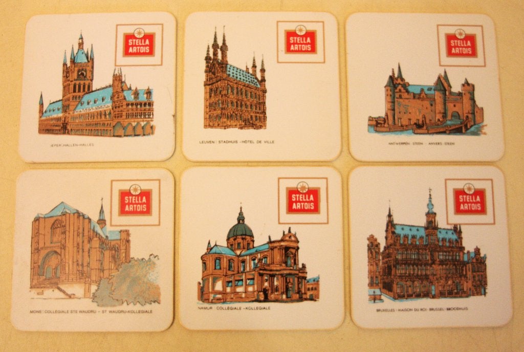 Vintage Stella Artois Onderleggers Voor Glas Bier, Ophalen of Verzenden, Gebruikt, Stella Artois