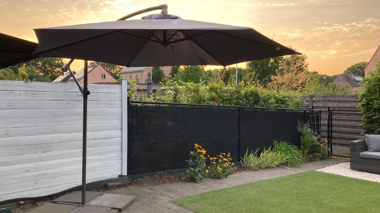 Zweefparasol met voet - diameter 2m50, Parasol flottant, Enlèvement, Réglable, Utilisé