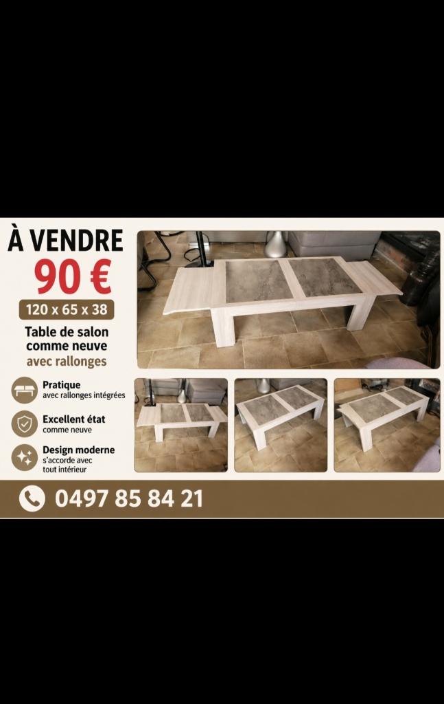 Table de salon, Ophalen, 100 tot 150 cm, 50 tot 100 cm, Zo goed als nieuw