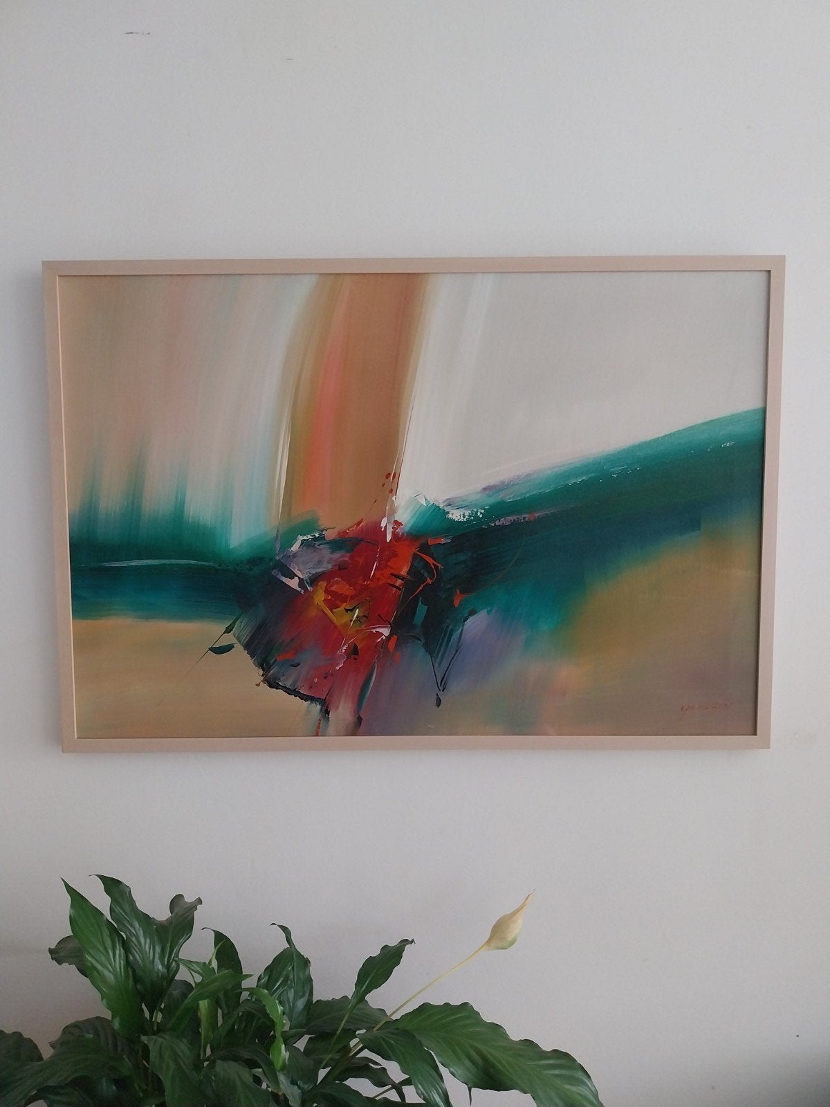 Grande peinture abstraite moderne, signée, Antiquités & Art, Enlèvement ou Envoi