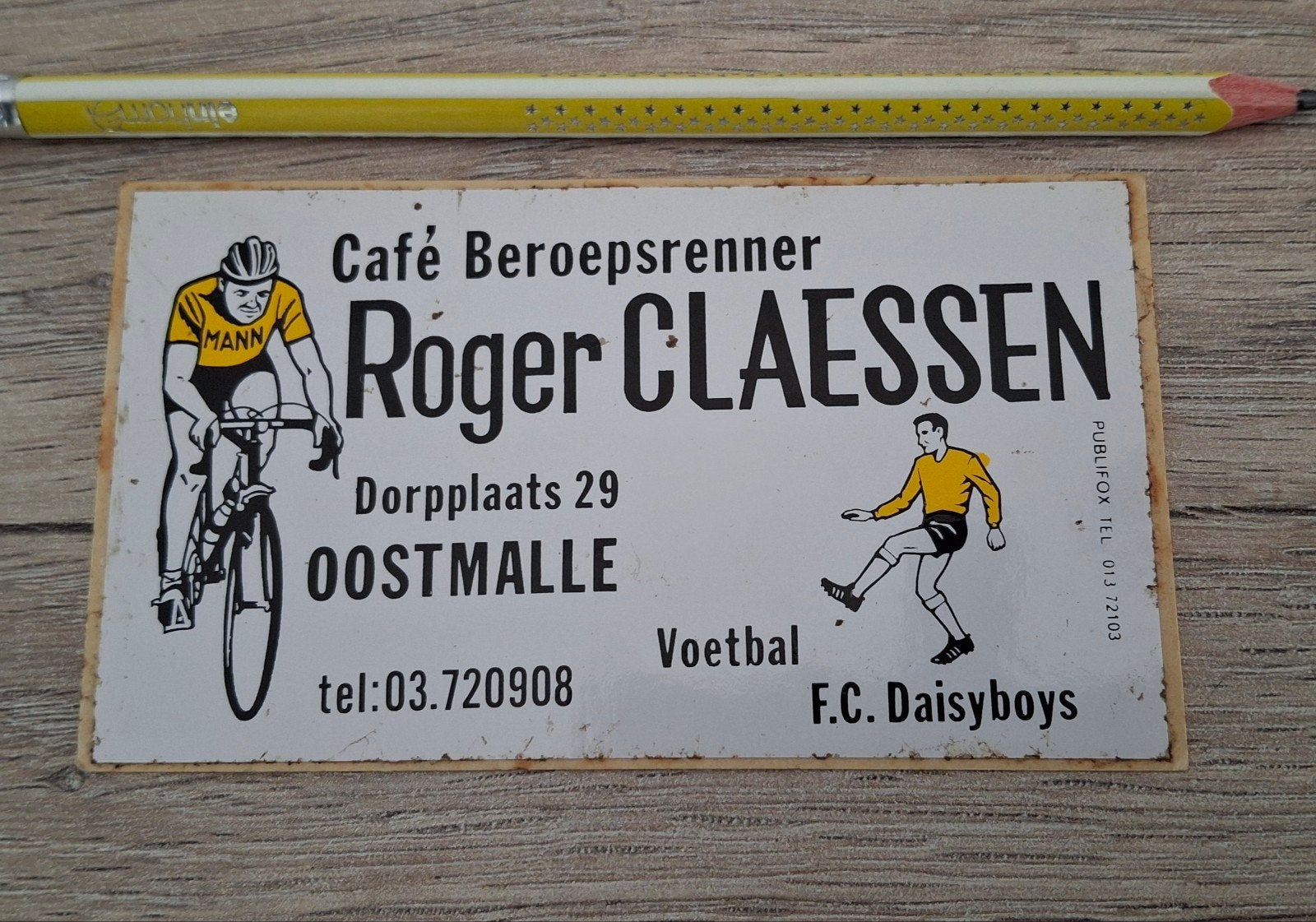 Sticker wielrennen café Roger Claessen Oostmalle, Verzamelen, Ophalen of Verzenden, Zo goed als nieuw, Sport