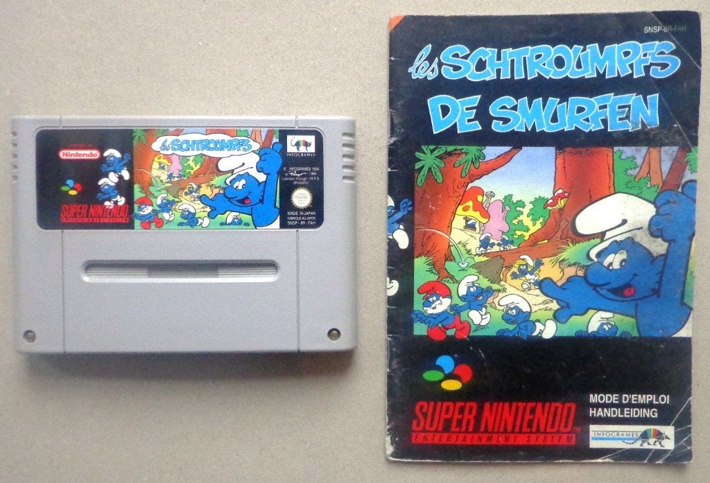 Smurfen voor de Europese Super Nintendo + boekje, Ophalen of Verzenden, Gebruikt