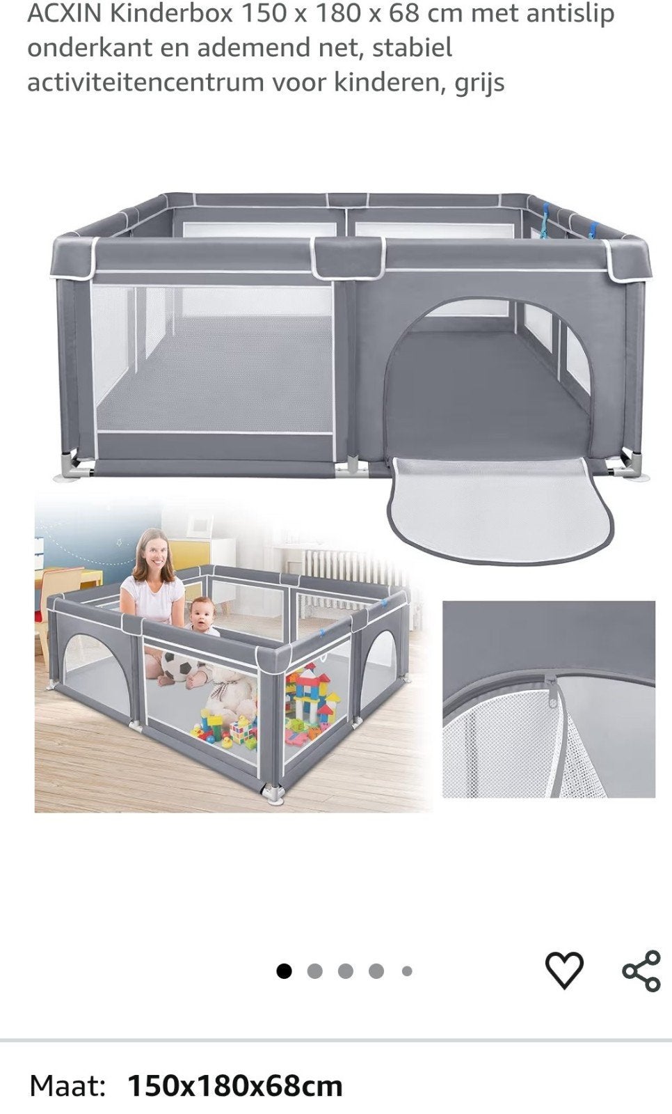Grondpark baby 150 x 180 x 68 cm, Kinderen en Baby's, Babyparken, Ophalen, Nieuw, Rechthoekig