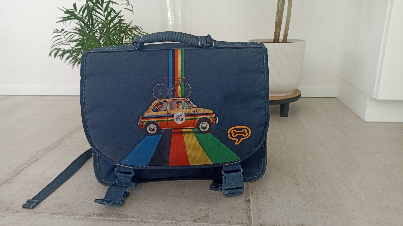 Boekentas Stones and bones, Ophalen, 30 tot 40 cm, Blauw, Zo goed als nieuw