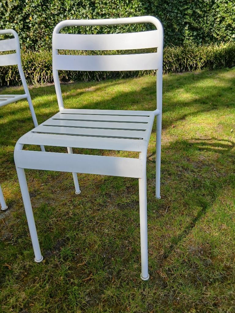 witte ijzeren tuinstoelen, Enlèvement, Comme neuf, Métal, Empilable