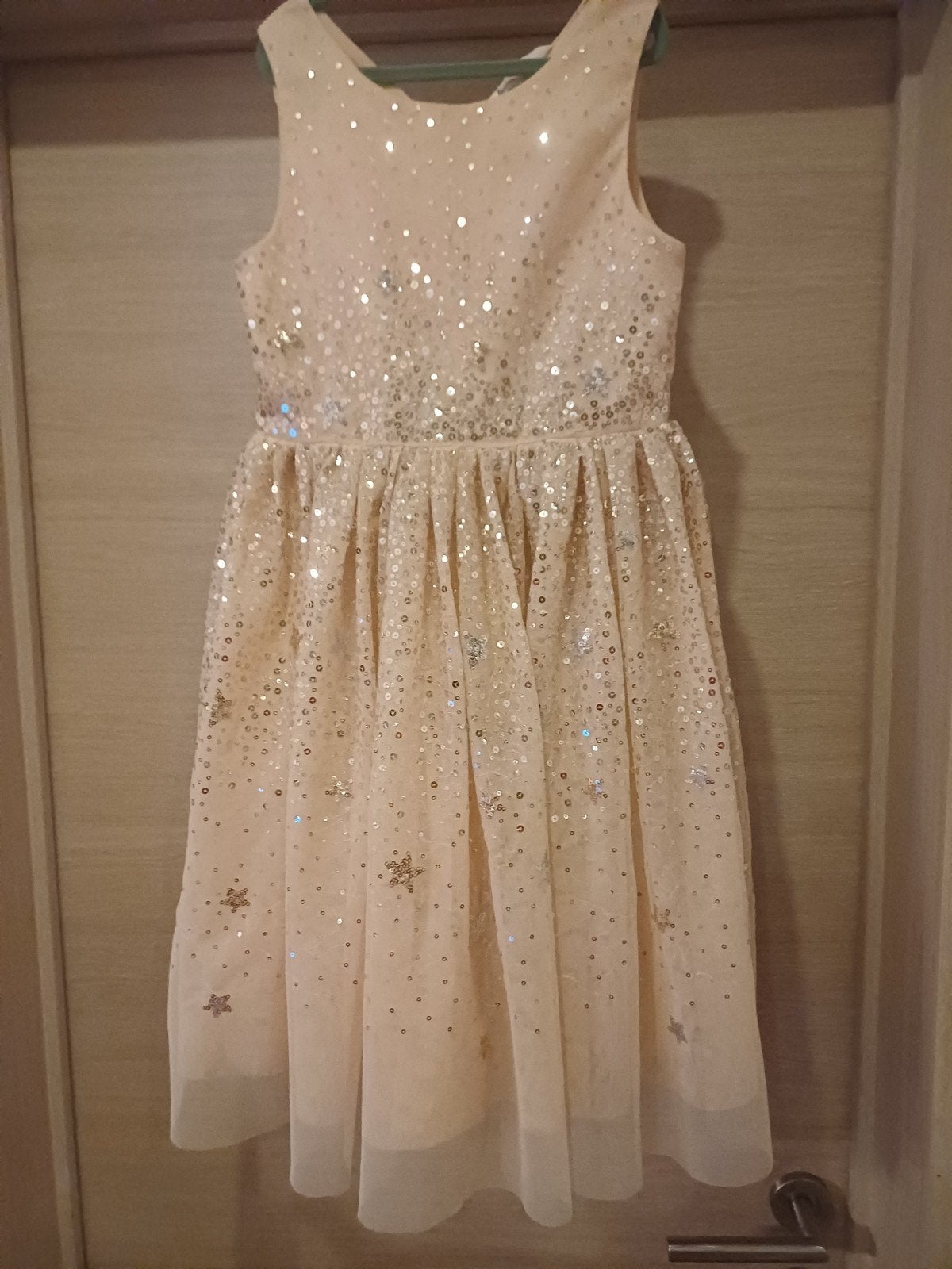 H&M feestkleedje cremekl/pailetten Mt128=8j, Meisje, H&M, Ophalen of Verzenden, Zo goed als nieuw