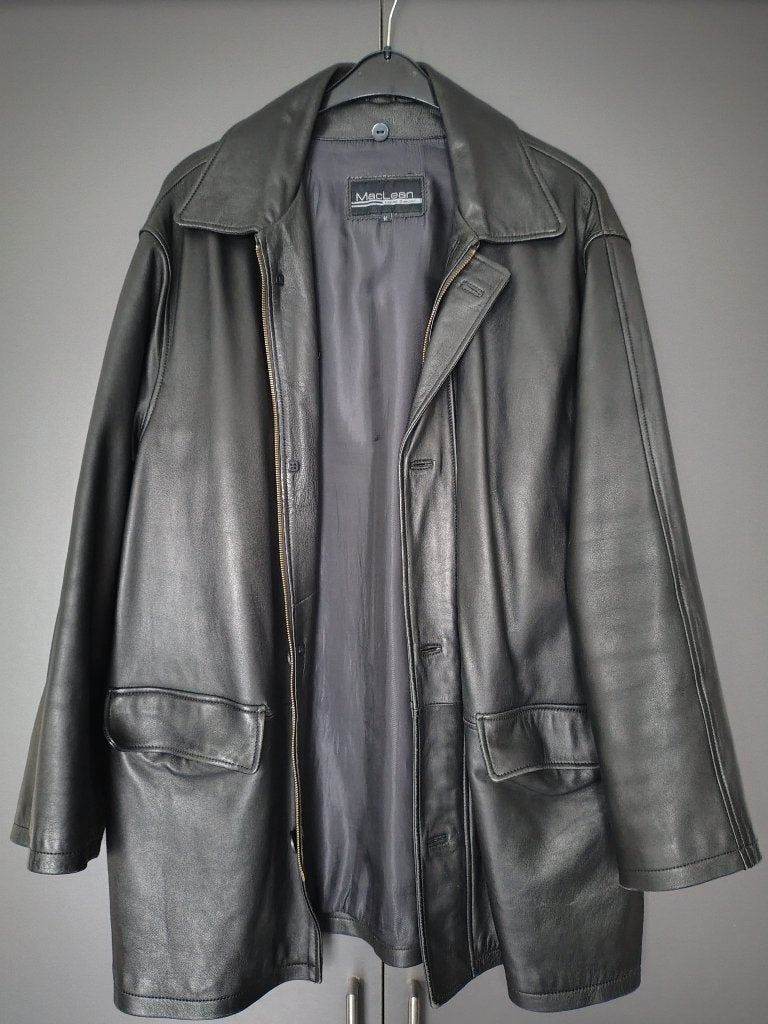 Lederen jas zwart MacLean, Kleding | Heren, Maat 52/54 (L), Maclean, Zwart, Ophalen of Verzenden