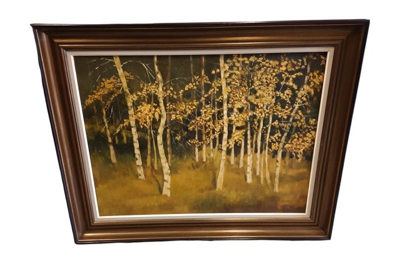 Forêt de bouleaux de Colpaert., Peinture à l'huile, Paysage, Signé, Enlèvement
