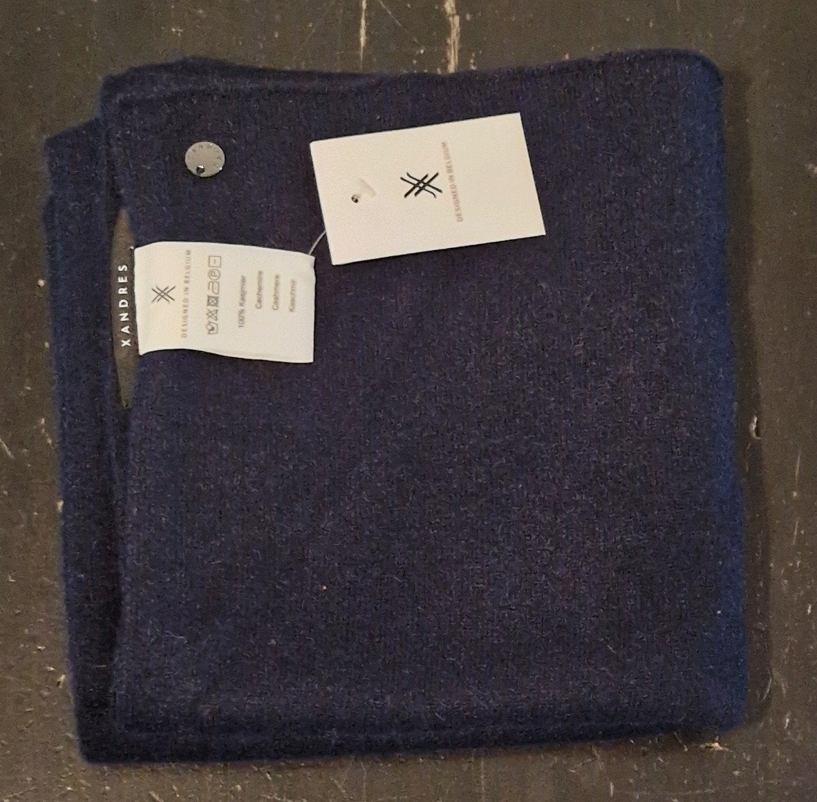 Donkerblauwe kasjmier sjaal Xandres, Xandres, Ophalen, Nieuw, Blauw