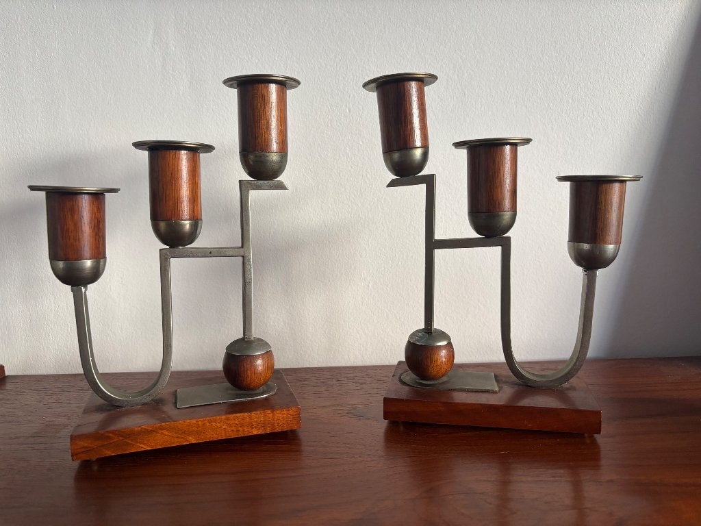 Art deco kandelaars kandelaars, Antiek en Kunst, Antiek | Kandelaars, Ophalen, Overige materialen