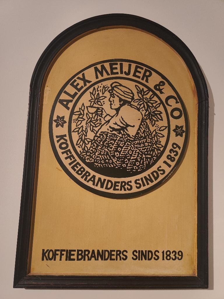 Houten plaquette Alex Meijer Koffiebranders, Ophalen of Verzenden