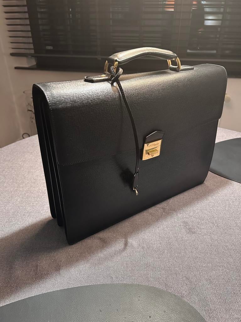 Porte documents JC Dupont en cuir noir, Bijoux, Sacs & Beauté, Sacs | Cartables, Cuir, 30 à 40 cm, Enlèvement, Utilisé