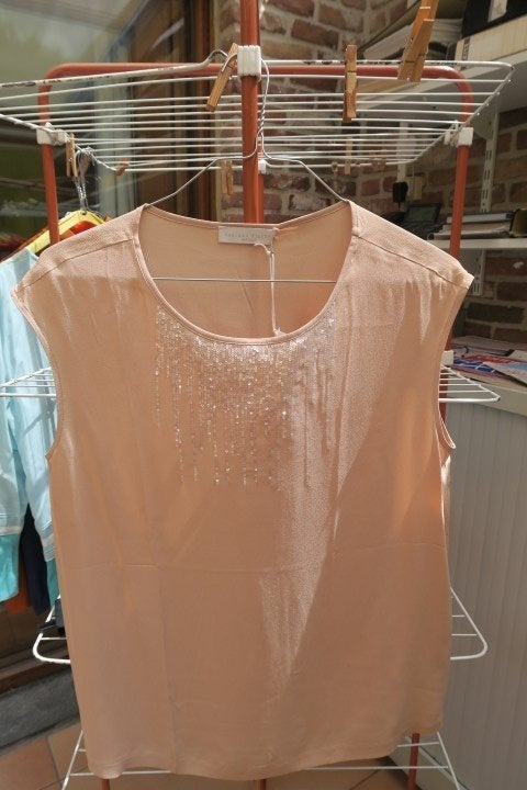 Topje nieuw zalmroze pailletjes Fabiana Filippi mt 44, Kleding | Dames, Topjes, Maat 42/44 (L), Nieuw, Ophalen of Verzenden, Roze