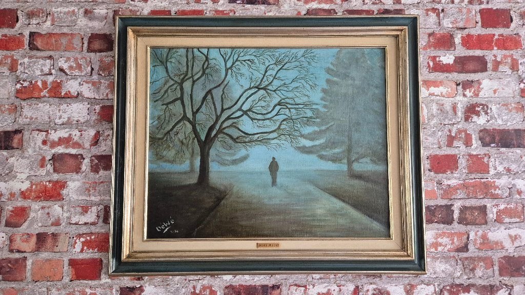 Olieverfschilderij op doek halloweenwandeling, Antiek en Kunst, Ophalen, Doek
