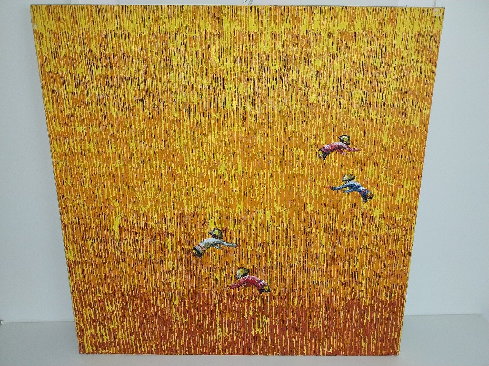 Schilderij: De rijstplukkers, Antiek en Kunst, Ophalen, Doek