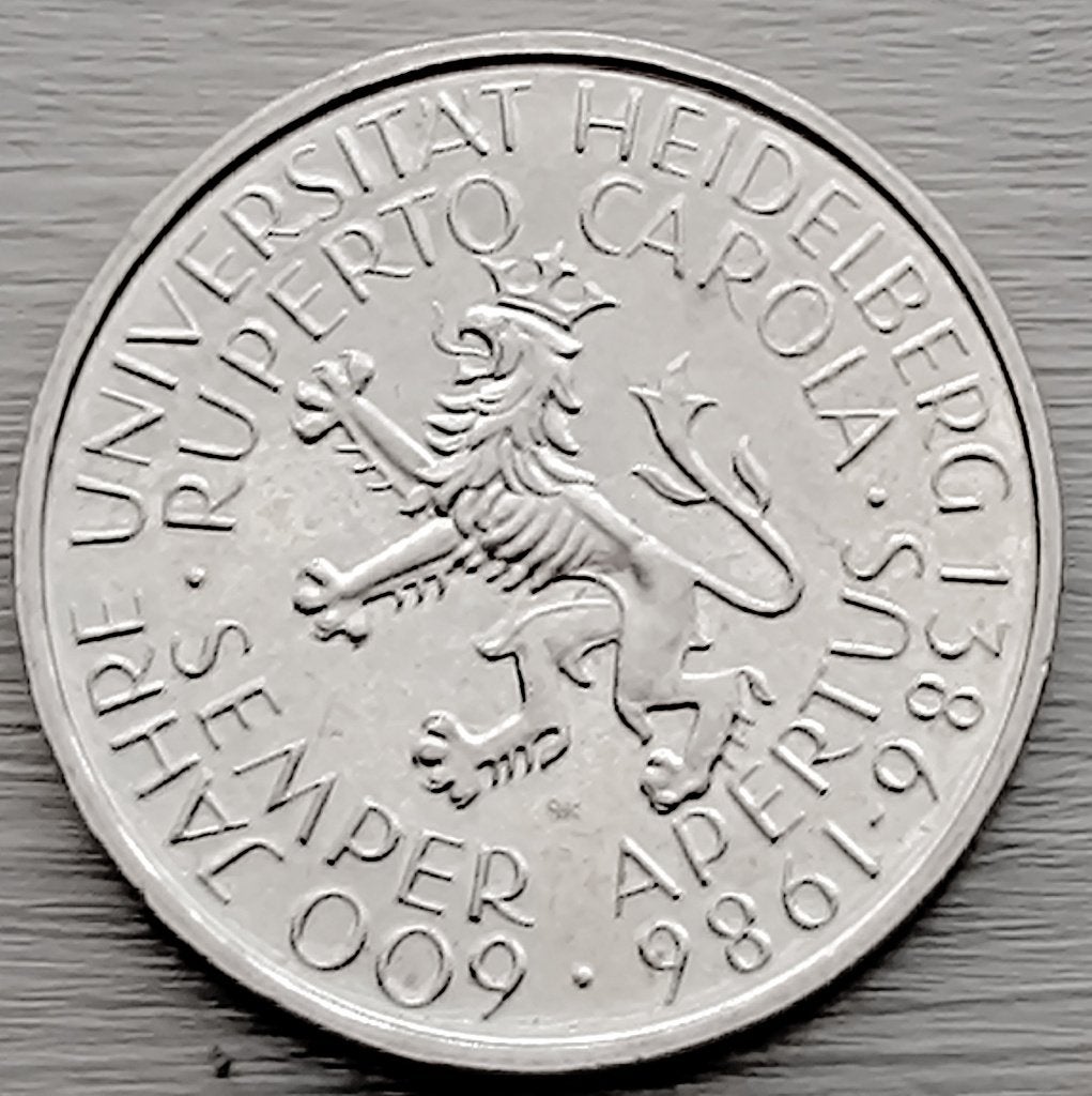 munt Duitsland 5 mark 1986 :  universiteit  Heidelberg, Enlèvement ou Envoi, Allemagne