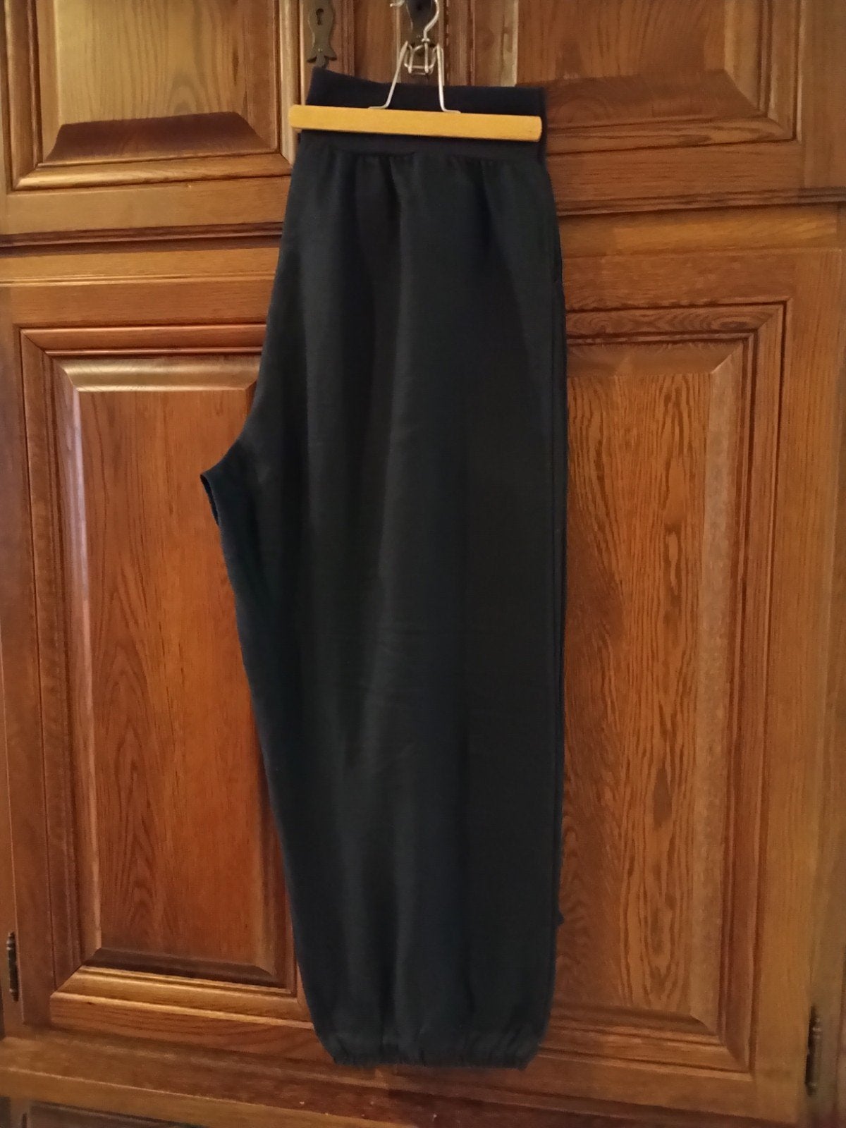Brede stoffen zwarte broek, Kleding | Dames, Ophalen, Zo goed als nieuw, Zwart