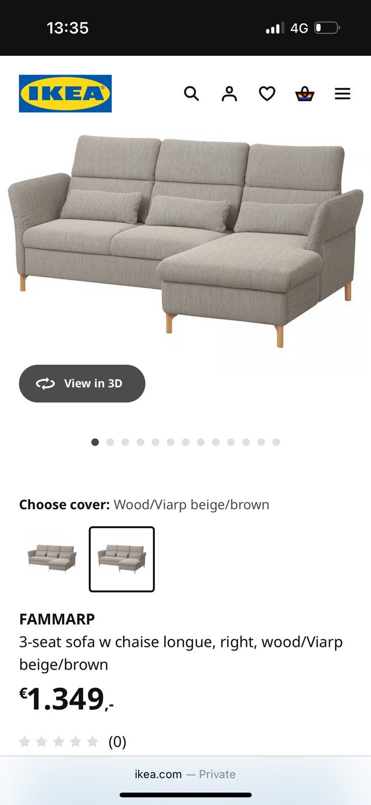 Canapé d’angle Ikea gris clair, Enlèvement, Comme neuf, Trois personnes