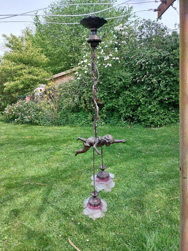 Suspension vintage avec ange en bronze, Enlèvement, Bronze