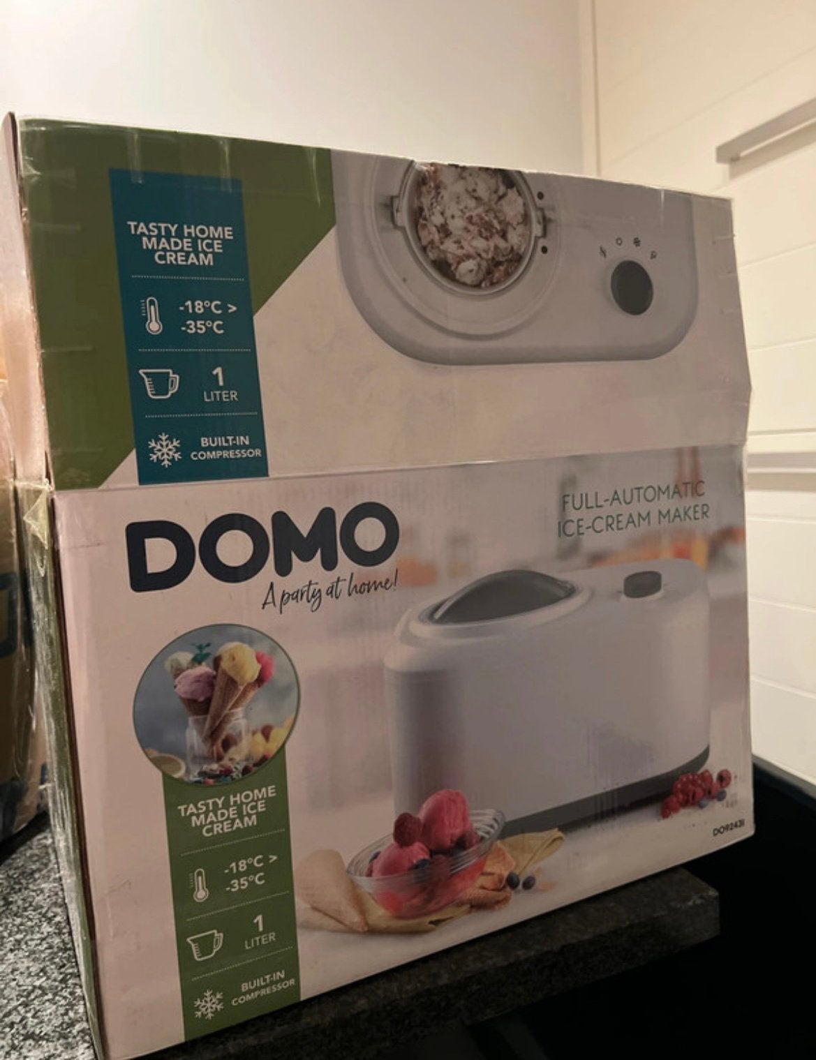DOMO DO9243I Ice-Cream Maker/ ijsmachine 1L (Nieuw in Doos), Electroménager, Machines à glace, Enlèvement ou Envoi, Neuf