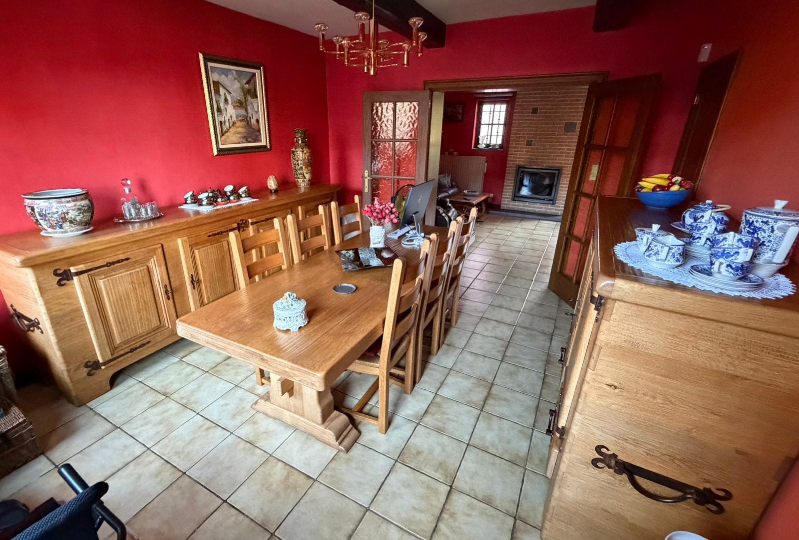 Ensemble salle à manger en chêne massif, Comme neuf, Enlèvement, Classique, Bois