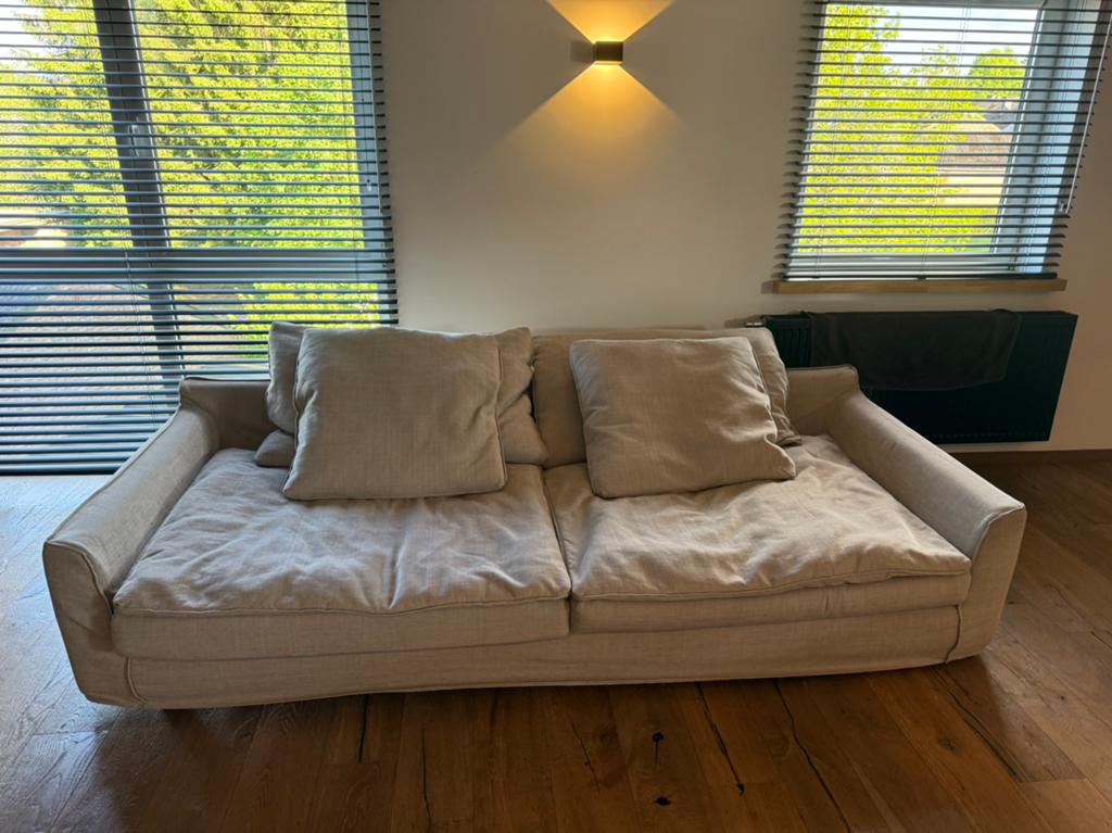 Canapé en tissu gris clair 260x112cm, 100 à 125 cm, 250 à 300 cm, Quatre personnes ou plus, Banc droit