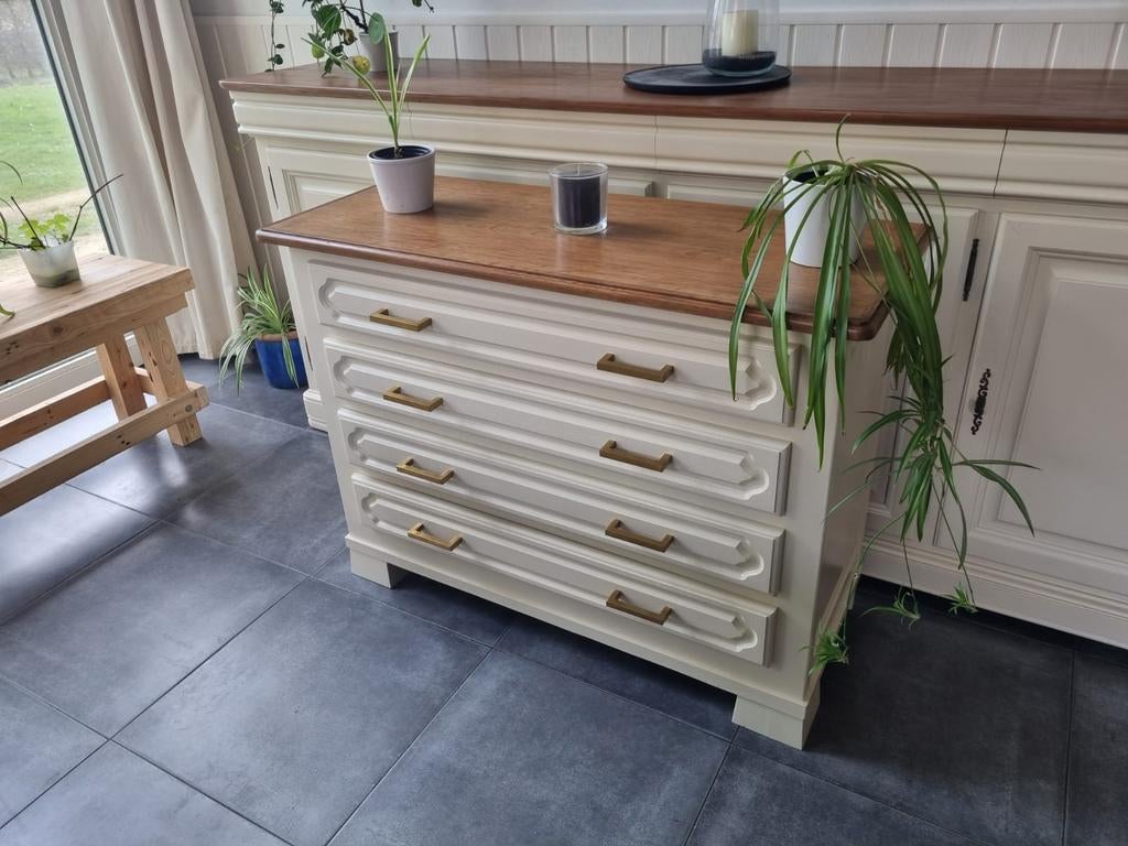Commode et commode de style champêtre, 3 ou 4 tiroirs, 25 à 50 cm, Landelijke Stijl, Moins de 100 cm