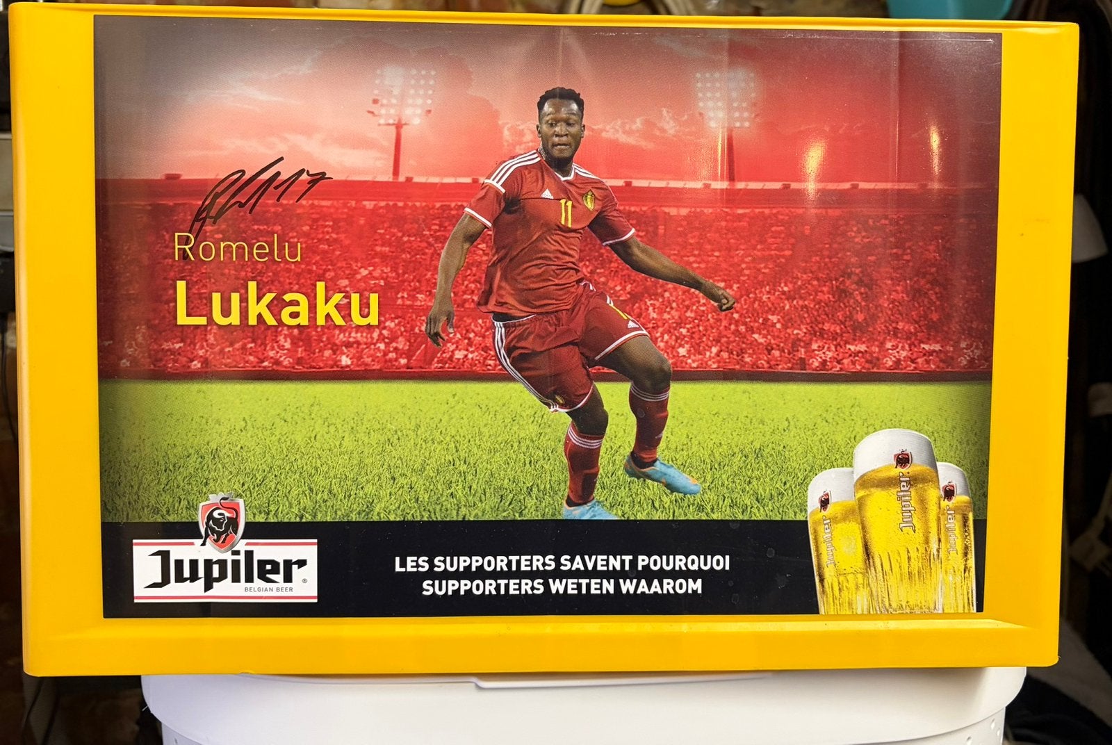 Jupiler krat Rode Duivels + Romelu Lukaku World Cup, Ophalen, Zo goed als nieuw, Overige typen