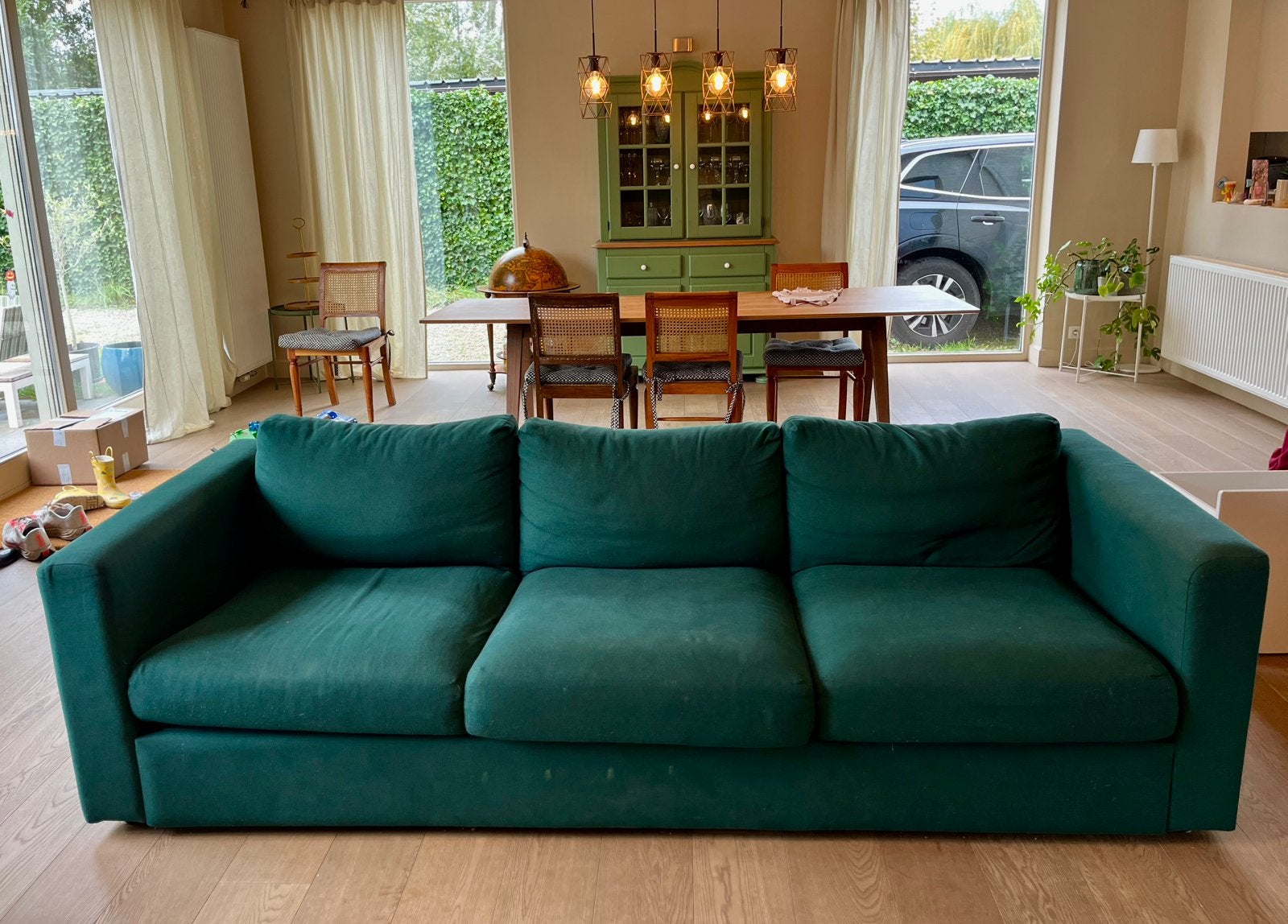Vimle Ikea 3-zit zetel groen + opberg poef chaise longue, Enlèvement, Utilisé