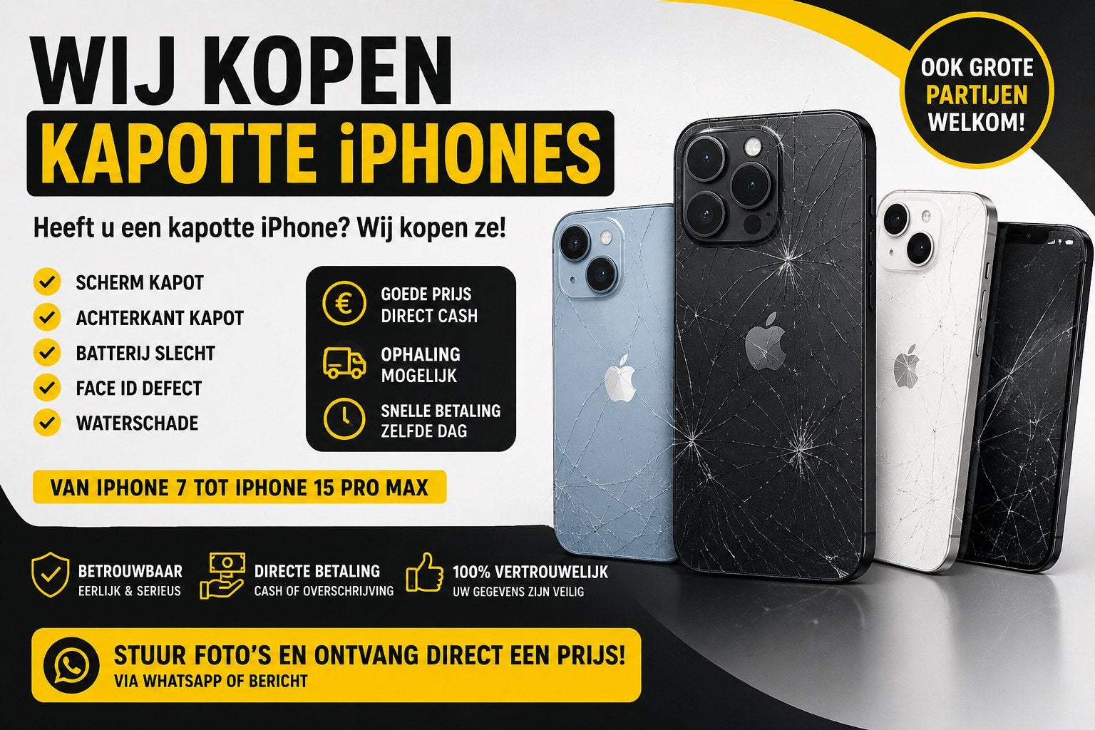 WIJ KOPEN KAPOTTE IPHONES, Ophalen, Zo goed als nieuw, IPhone 11