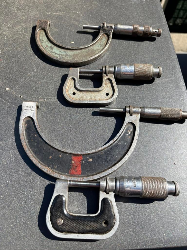Micrometers 4 stuks, Doe-het-zelf en Bouw, Ophalen of Verzenden, Gebruikt