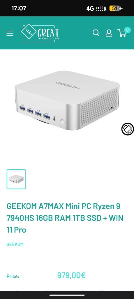 GEEKOM A7 max, Nieuw, Ophalen of Verzenden, AMD Ryzen 9, SSD