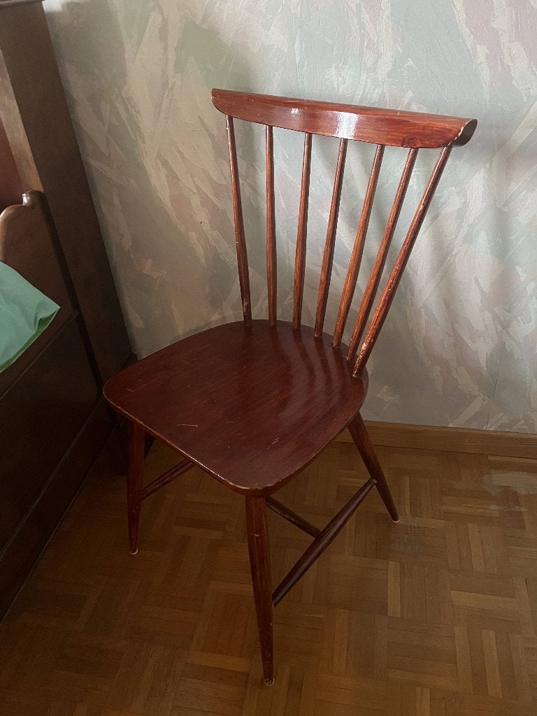 Vintage stoel houten, Huis en Inrichting, Ophalen, Gebruikt, Bruin, Eén