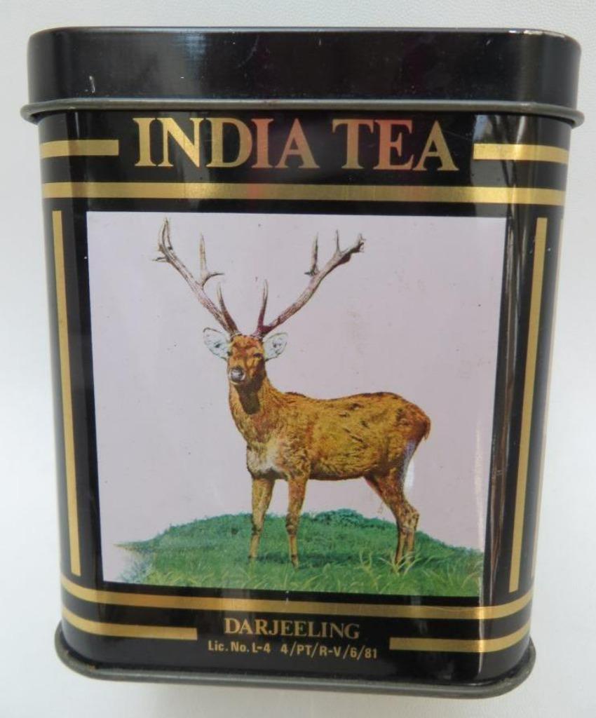 India tea Wild Life lege blikken doos Darjeeling 250 g, Ophalen of Verzenden, Gebruikt, Thee, Overige merken