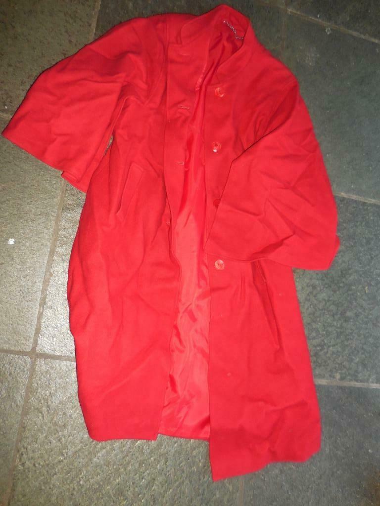 [2158] jas  rood mantel vintage met open mouwen, Kleding | Dames, Ophalen of Verzenden, Gedragen, Rood