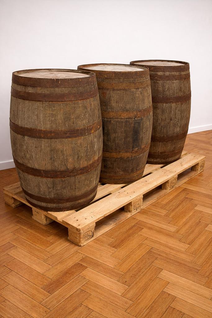 Authentieke whiskyvaten 180-190L + 1 1 cognacvat 200 liter, Tuin en Terras, Regentonnen, Ophalen, Zo goed als nieuw, Hout