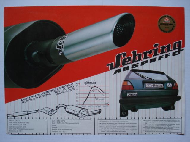 Sebring Auspuff Volkswagen Golf/Audi 100 Brochure Catalogue, Verzenden, Gelezen, Audi