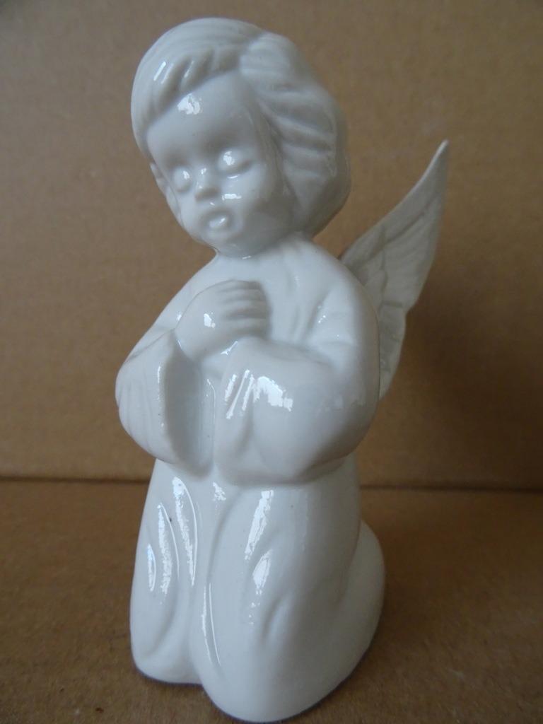 Figurine ange statue vintage statuette ange porcelaine 9cm, Enlèvement ou Envoi, Comme neuf, Religion
