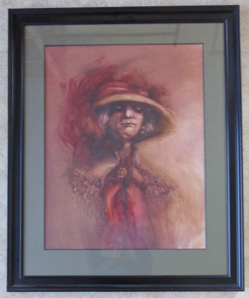 RAFAEL GORSEN / ELEGANTE DAME / OLIEVERF / 110x90cm / KADER, Antiek en Kunst, Ophalen