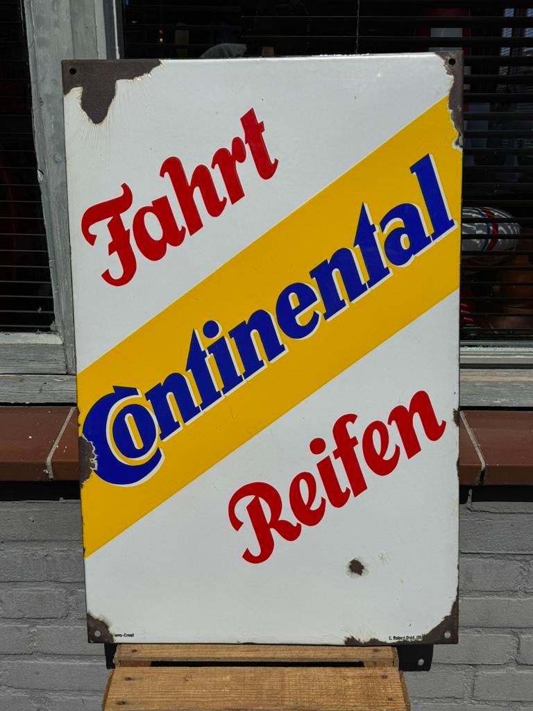 Panneau d'affichage en émail Continental, Antiquités & Art, Enlèvement